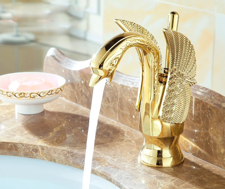 Gold Finished Swan Faucet  -  Gold Water Taps & Faucets