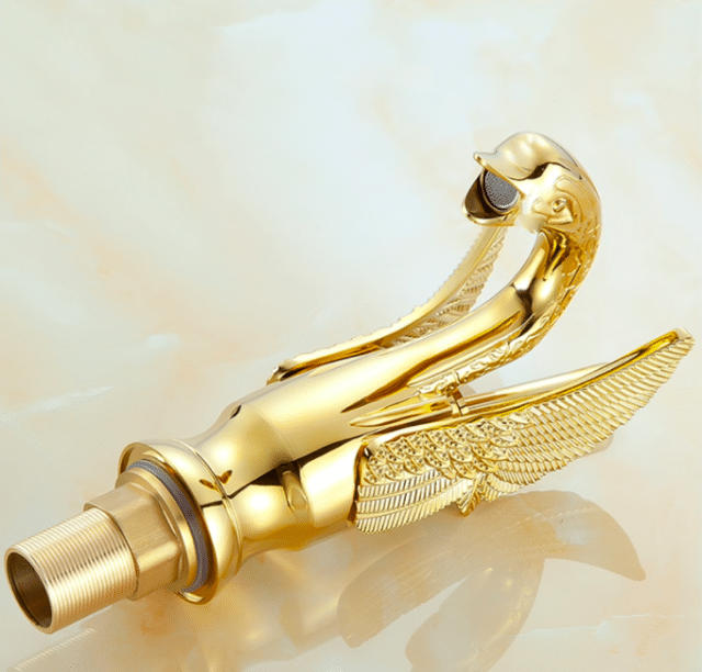 Gold Finished Swan Faucet Royal Toiletry Global