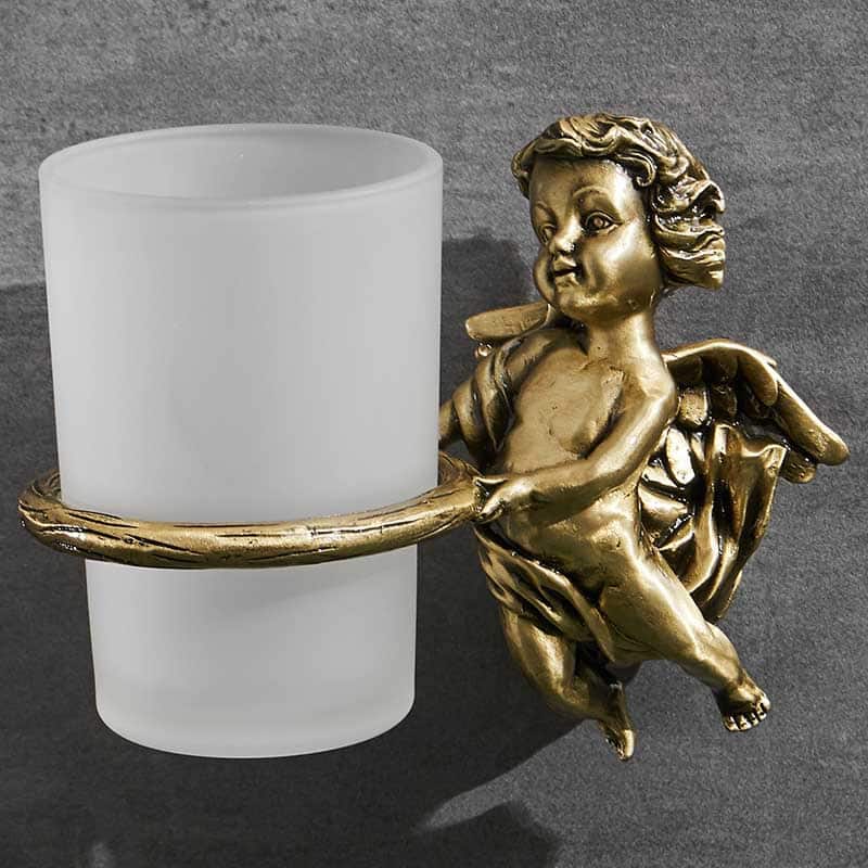 Bronze Angel Cup Holder  -  Gold Bathroom Accessories