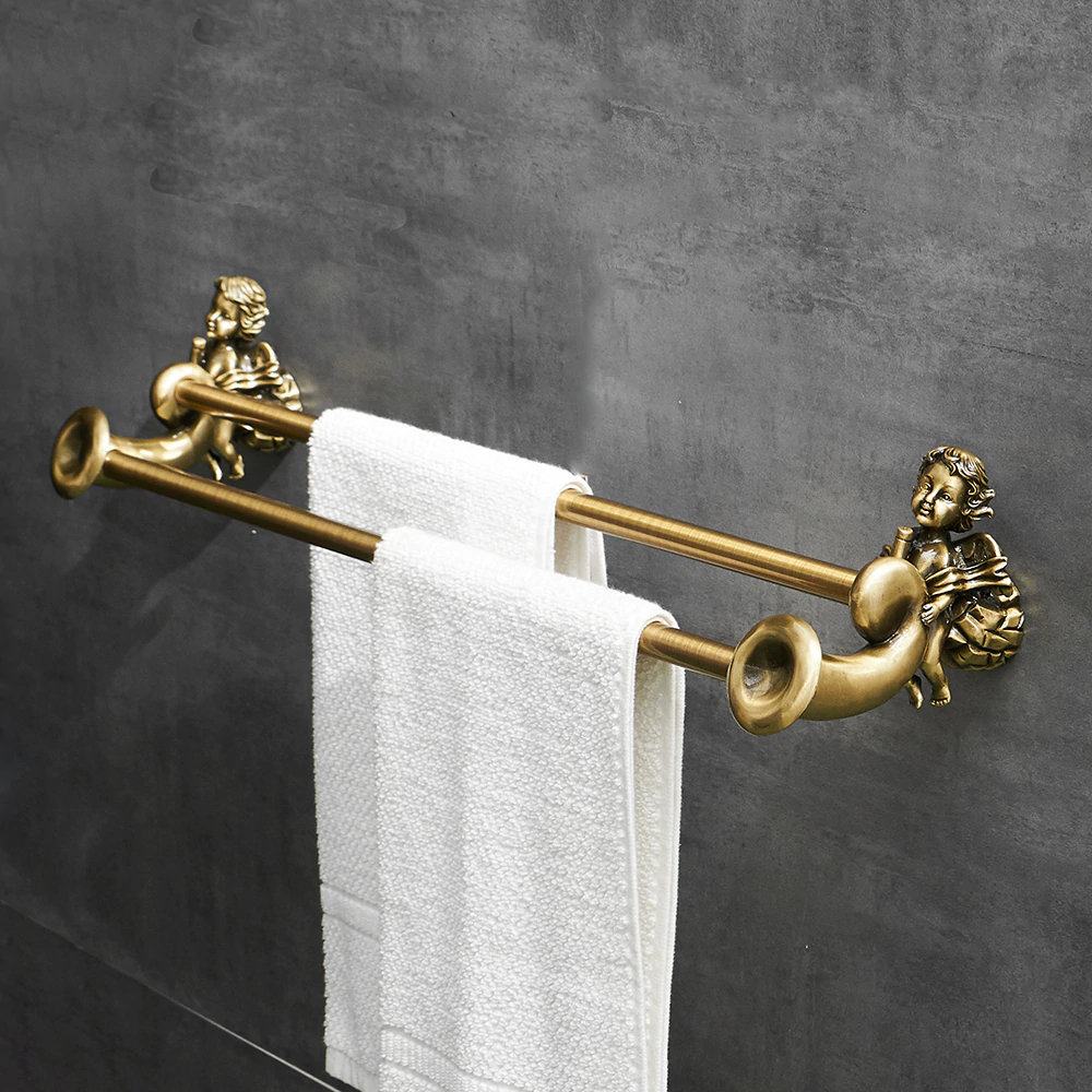 Bronze Angel Double Towel Bar Gold Bathroom Accessories