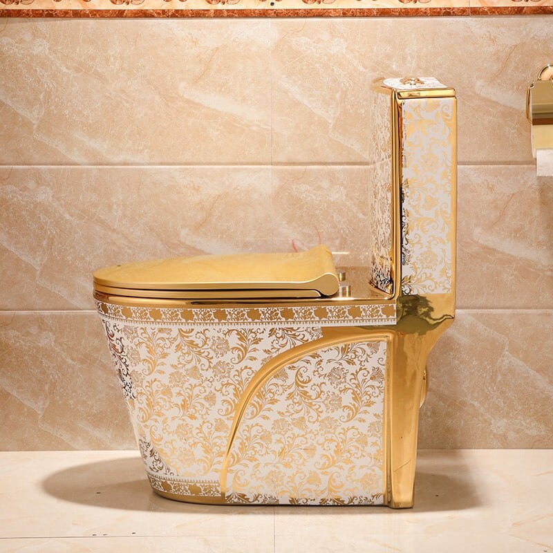 White and Gold Toilet Royal Toiletry Global