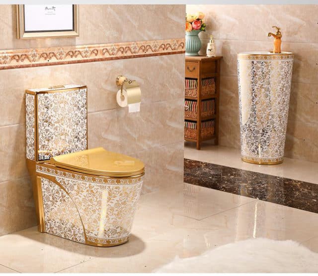 White and Gold Toilet Royal Toiletry Global