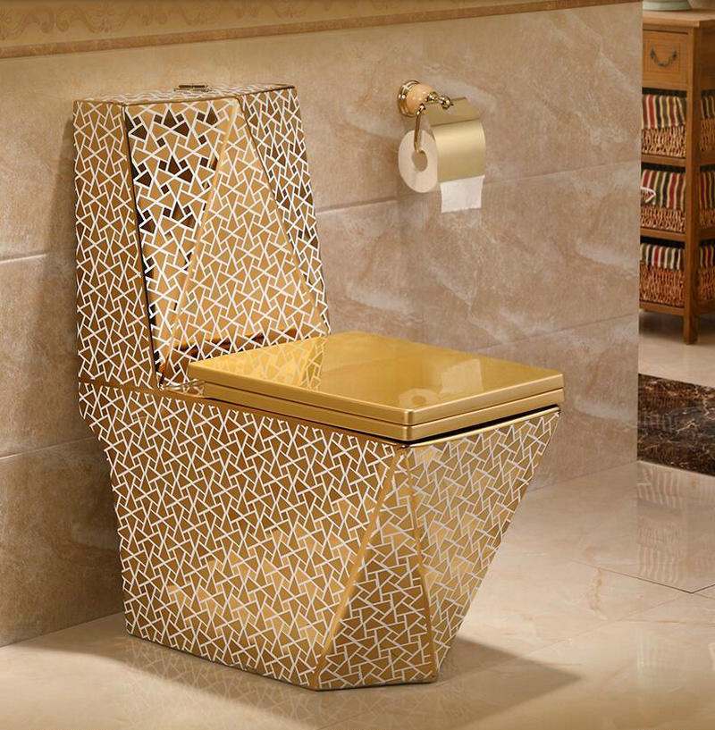 Angular Mosaic Gold Toilet Gold Toilets
