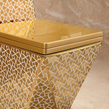 Bathroom Ceramic One Piece Washdown Gold Pattern Diamond Shape