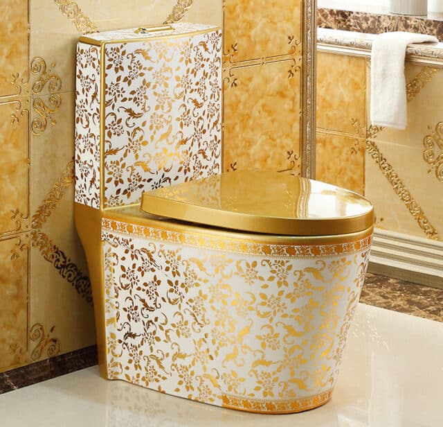 White and Gold Toilet - Royal Toiletry Global