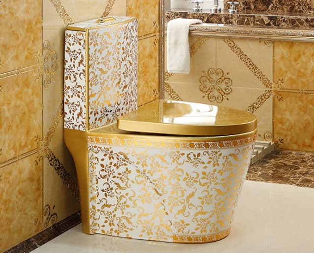 White and Gold Toilet - Royal Toiletry Global