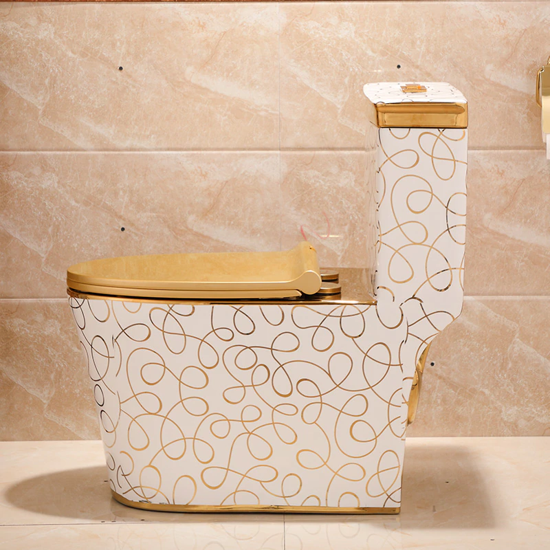 Divine Toilet With Gold Lines-Ornaments Gold Toilets