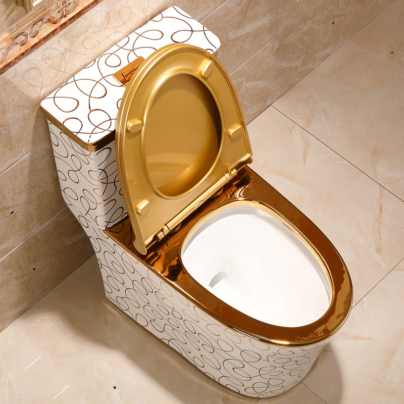 Divine Toilet With Gold Lines-Ornaments Gold Toilets