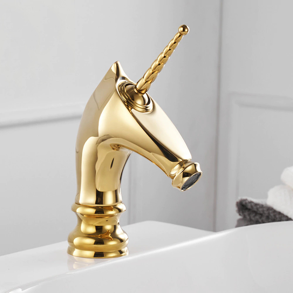 Gold Unicorn Bathroom Sink Faucet Gold Water Taps & Faucets
