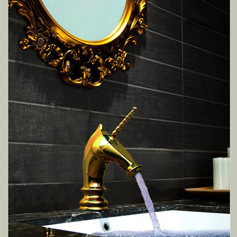 Gold Unicorn Bathroom Sink Faucet Gold Water Taps & Faucets