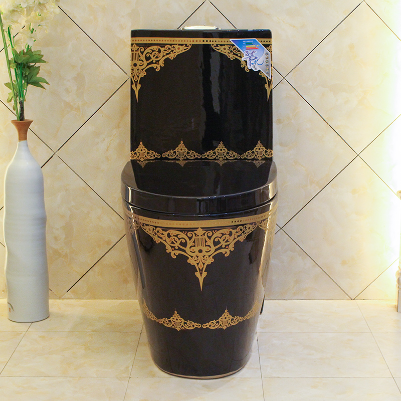 Black Toilet With Gold Ornaments (Sold out) Gold Toilets