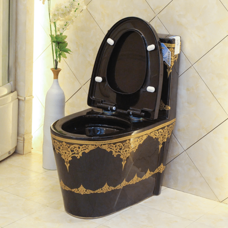 Black Toilet With Gold Ornaments Royal Toiletry Global
