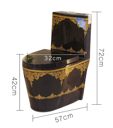 Black Toilet With Gold Ornaments | Royal Toiletry Global