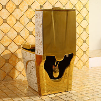 Luxury White-Gold Toilet