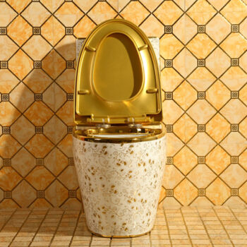 Luxury White-Gold Toilet