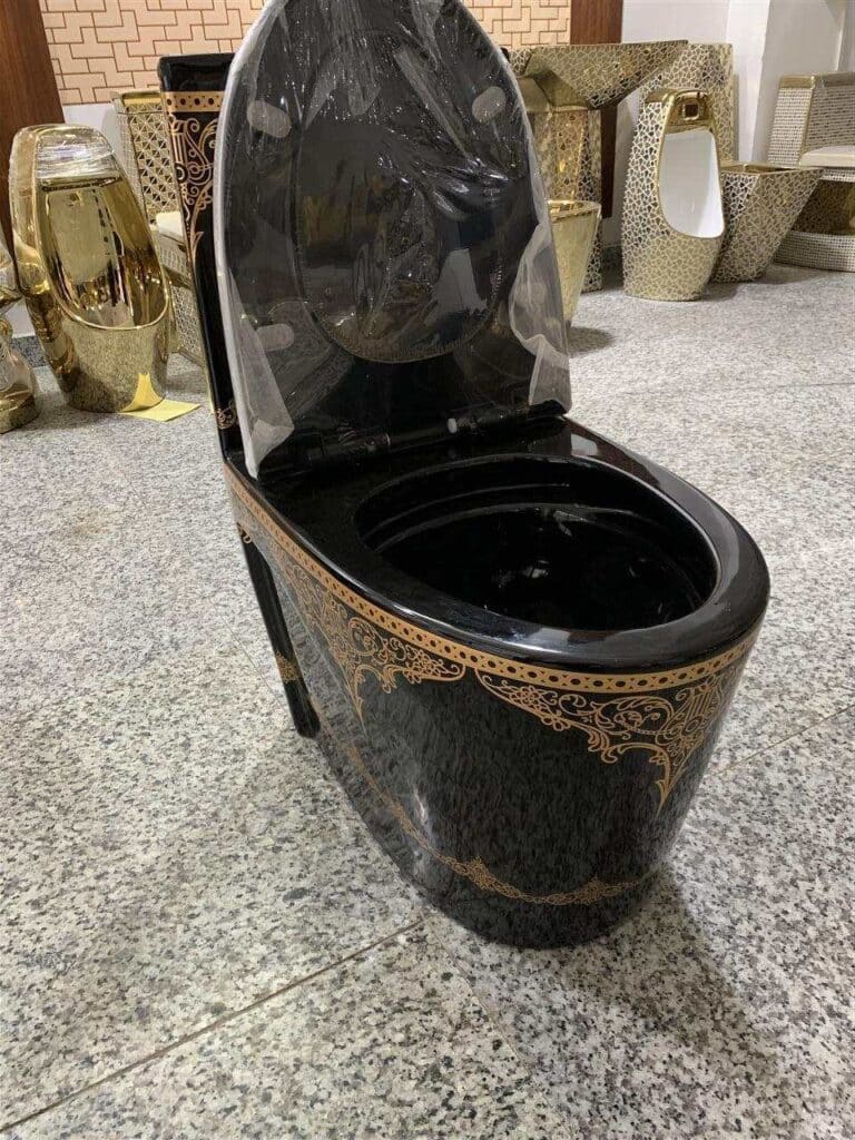 Black Toilet With Gold Ornaments - Royal Toiletry Global