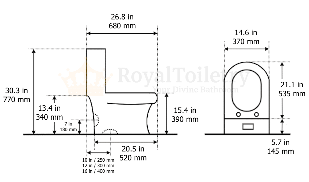 Gold Toilet With Diamonds Pattern Measurements