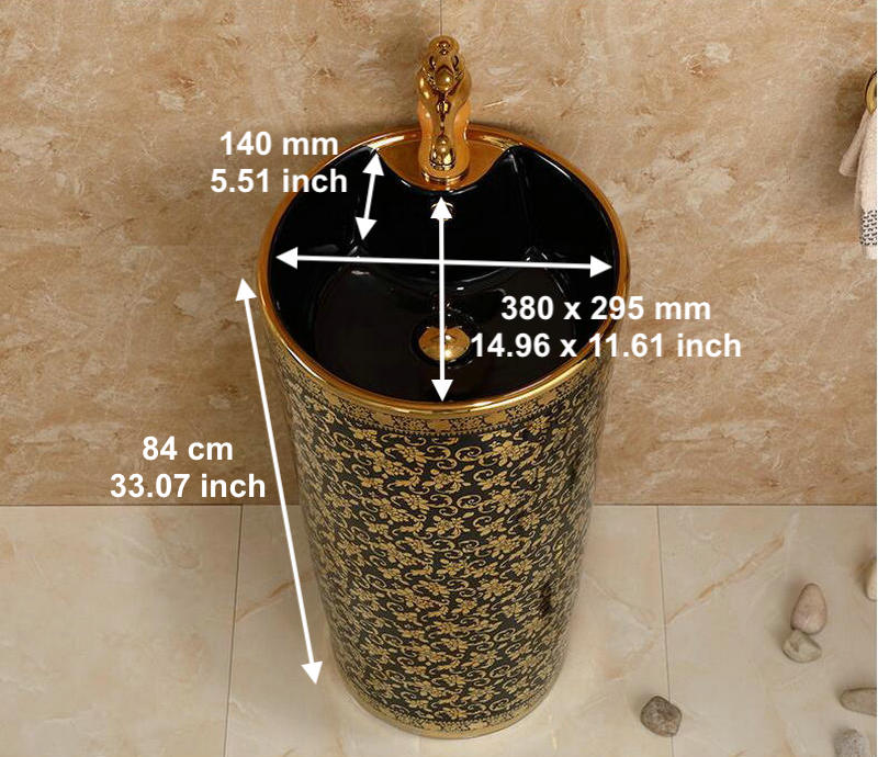 Black and gold pedestal basin Gold Bathroom Basins