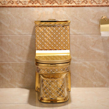 Gold Toilet With Diamonds Pattern