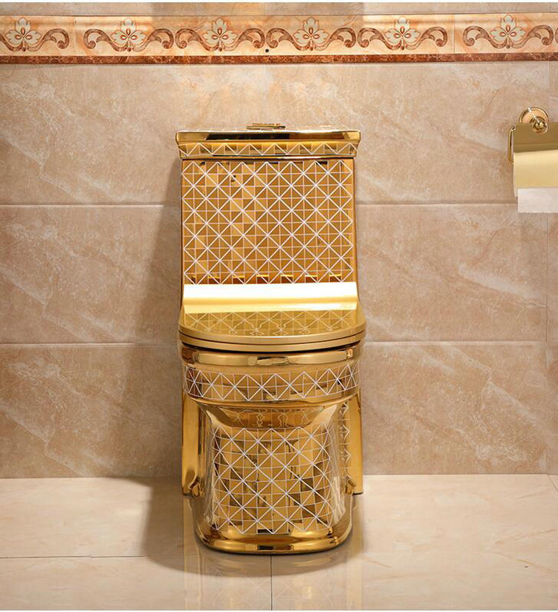 Gold Toilet With Diamonds Pattern  -  Gold Toilets