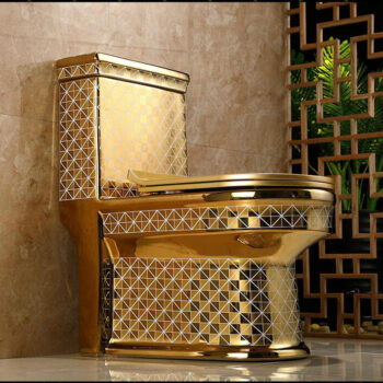 Gold Toilet With Diamonds Pattern