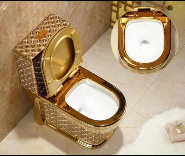 Gold Toilet With Diamonds Pattern Royal Toiletry Global