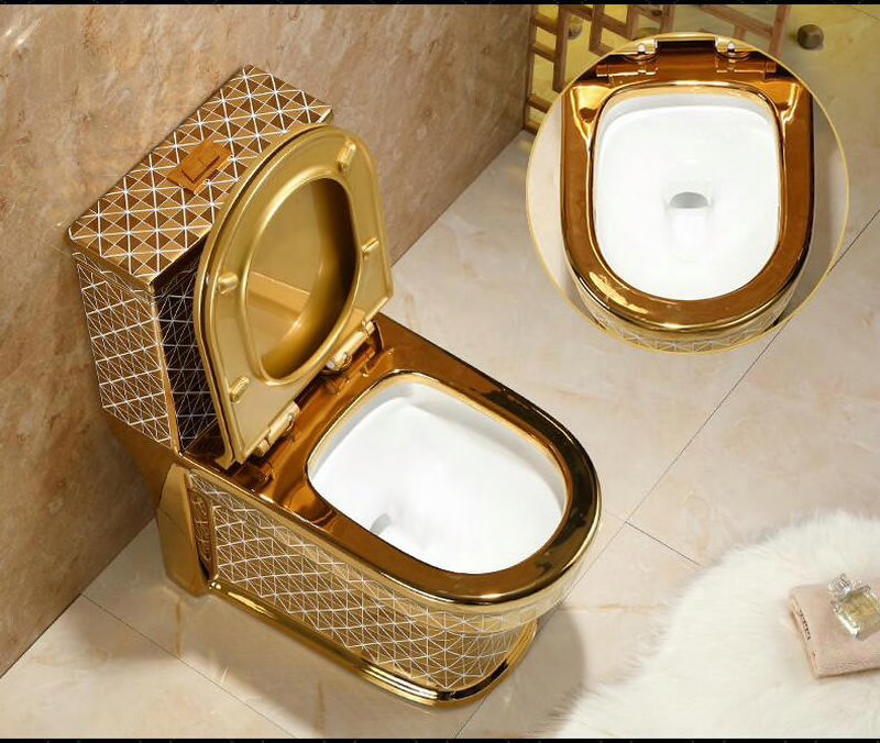Gold Toilet With Diamonds Pattern  -  Gold Toilets