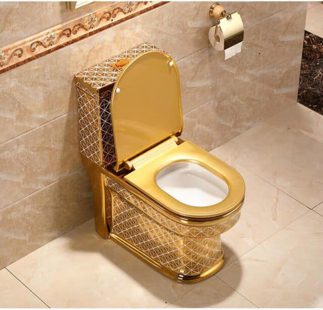 Gold Toilet With Diamonds Pattern Royal Toiletry Global