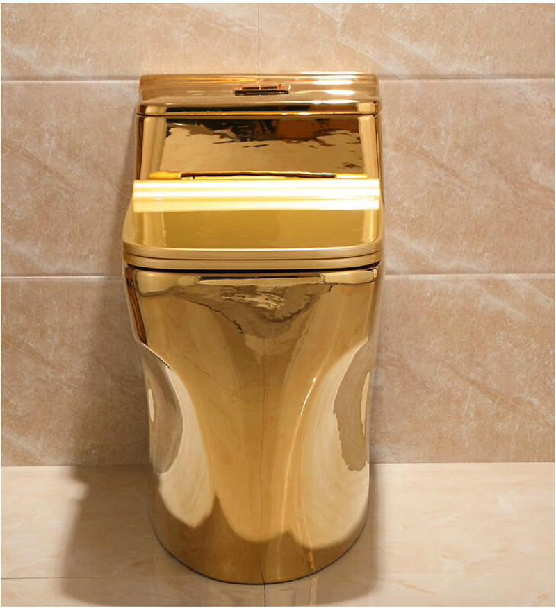 Plain Gold Toilet With Low Profile Water Tank Gold Toilets