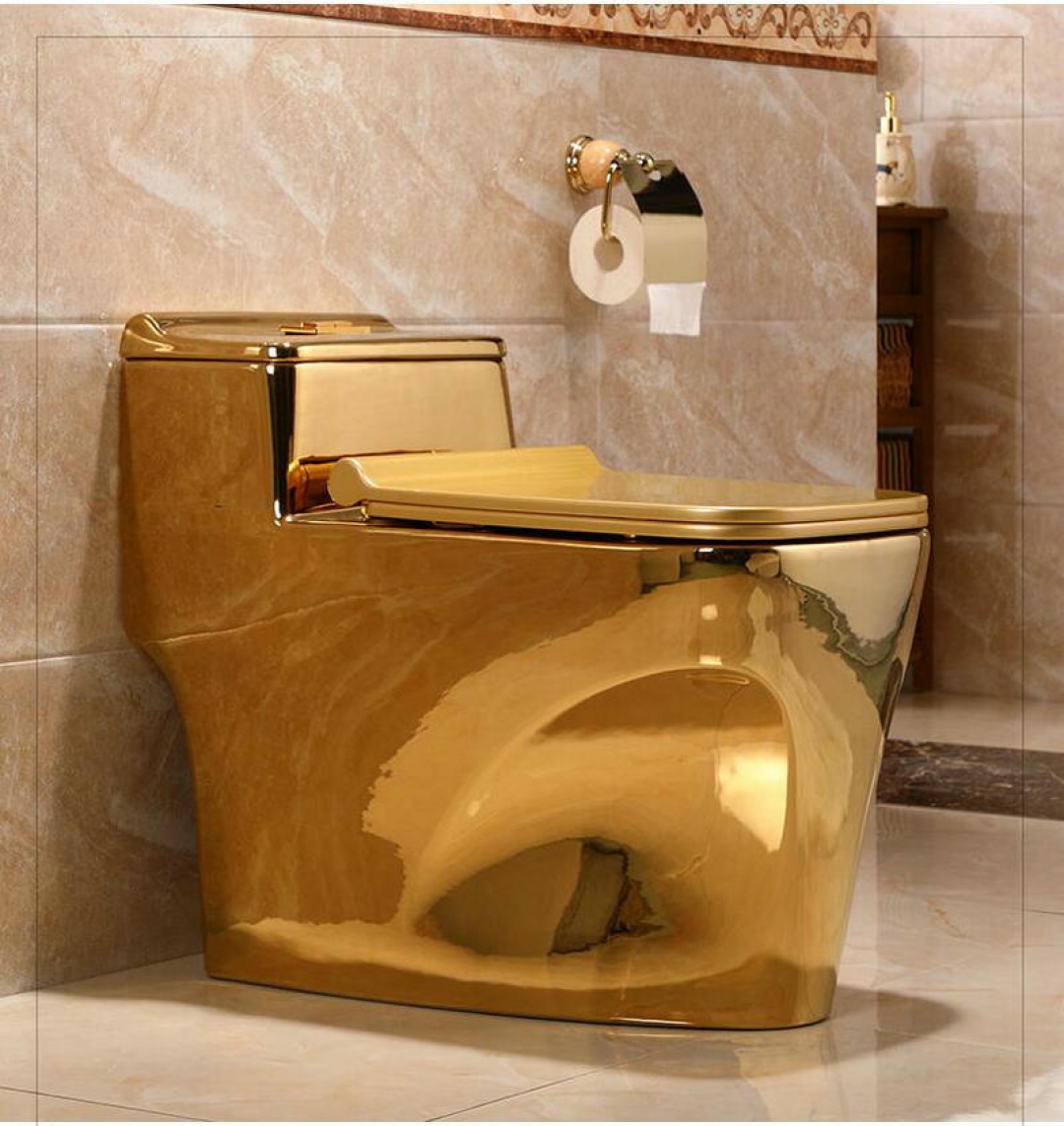 Plain Gold Toilet With Low Profile Water Tank Royal Toiletry Global