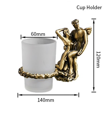 Bronze “Lovers” Cup-Toothbrush Holder Gold Bathroom Accessories
