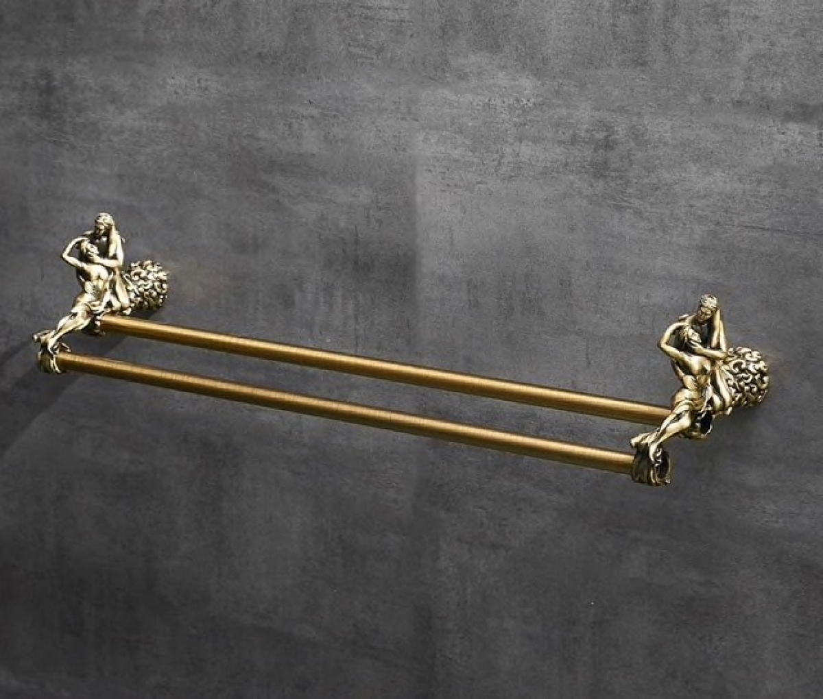 Bronze "Lovers" Double Towel Bar Royal Toiletry Global