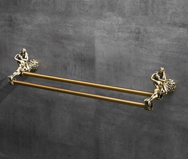Bronze “Lovers” Double Towel Bar Gold Bathroom Accessories