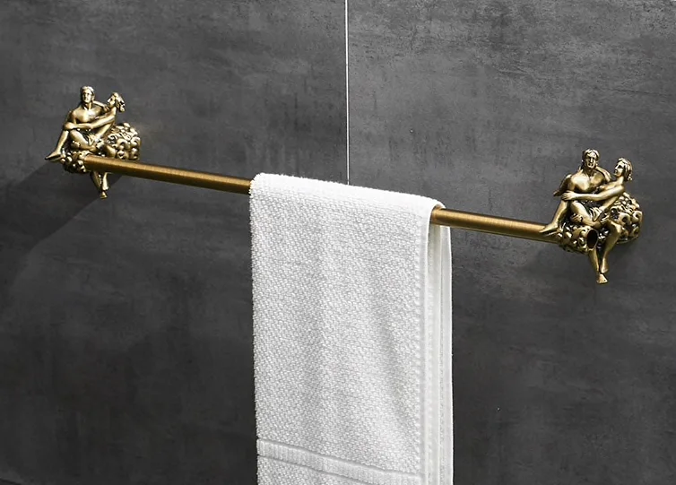 Bronze “Lovers” Single Towel Bar  -  Gold Bathroom Accessories