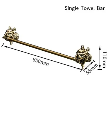 Bronze “Lovers” Single Towel Bar  -  Gold Bathroom Accessories