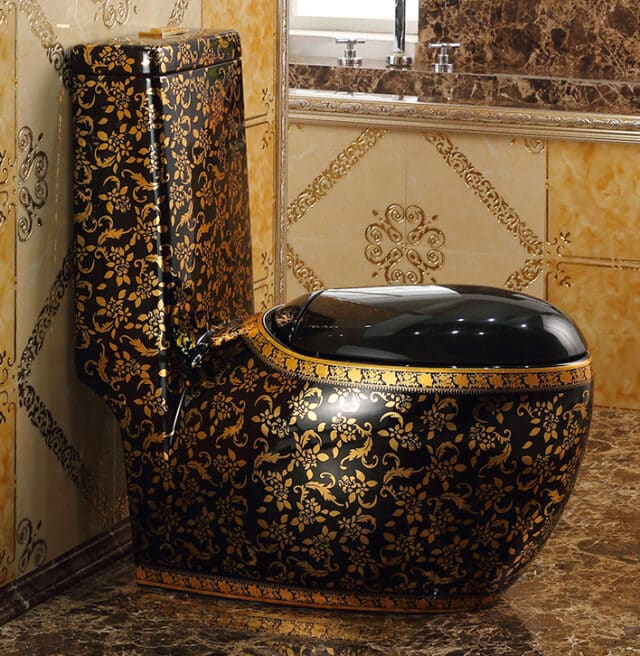 Oval Shaped Black And Gold Toilet Royal Toiletry Global