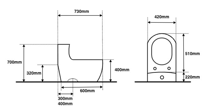 Curved-Shaped Plain Gold Toilet Measurements