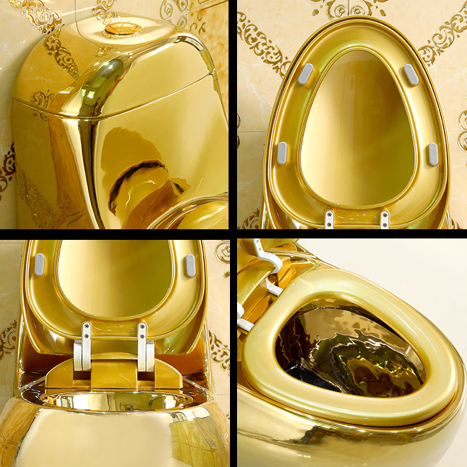 Curved-Shaped Plain Gold Toilet Gold Toilets