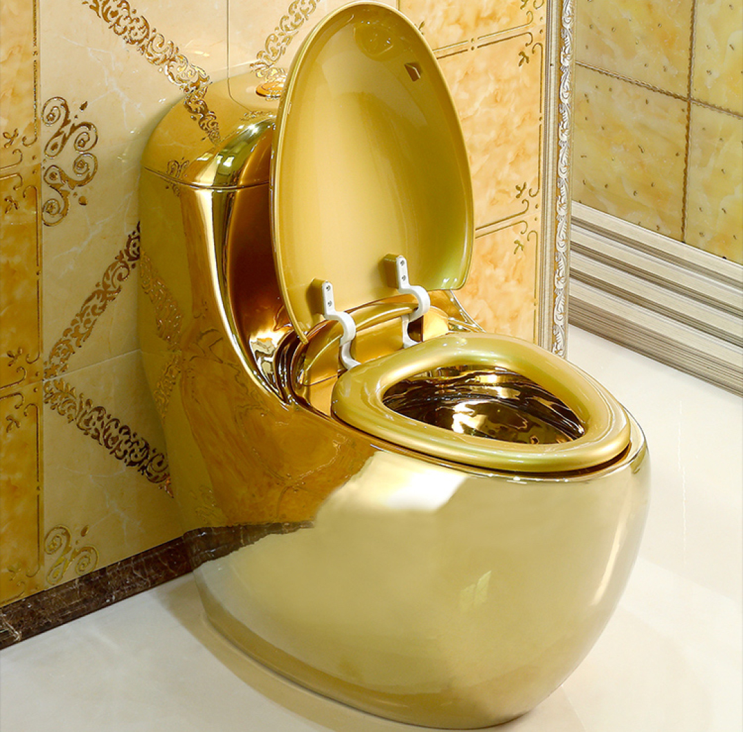 CurvedShaped Plain Gold Toilet Royal Toiletry Global