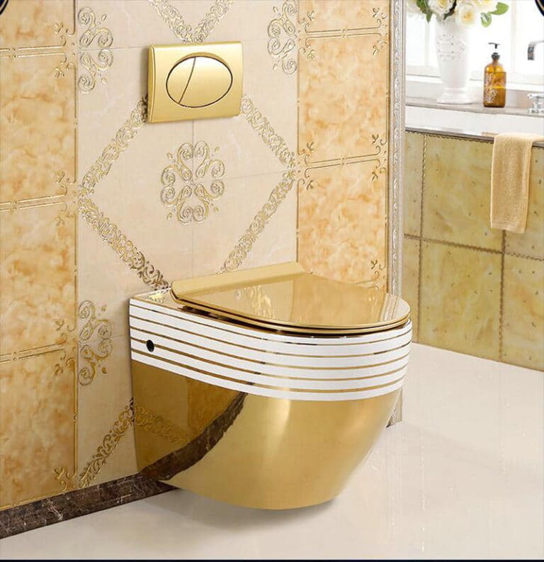 gold wall hung toilet