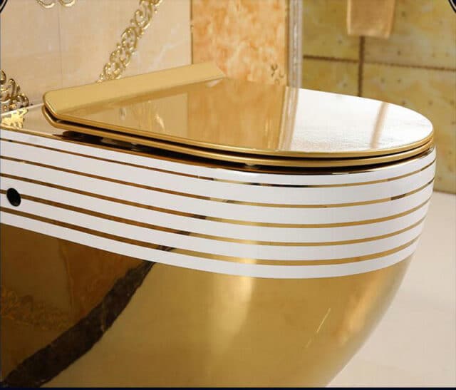 gold wall hung toilet