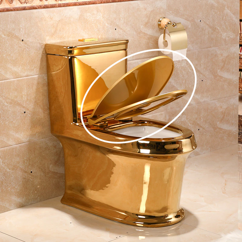 Seat & Lid For The Plain Gold Toilet Gold Toilet Accessories