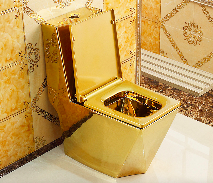 Angular Plain Gold Toilet Gold Toilets