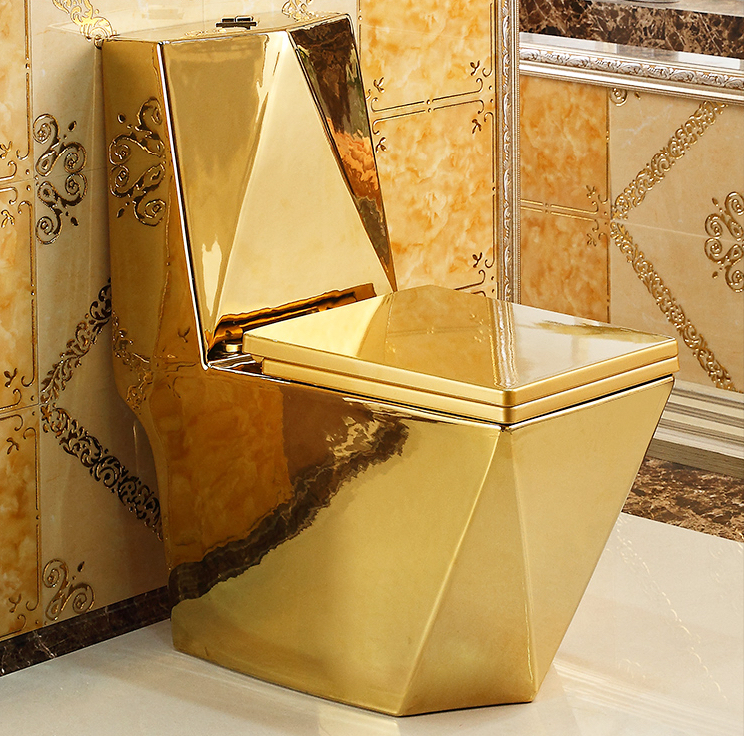 Angular Plain Gold Toilet Gold Toilets