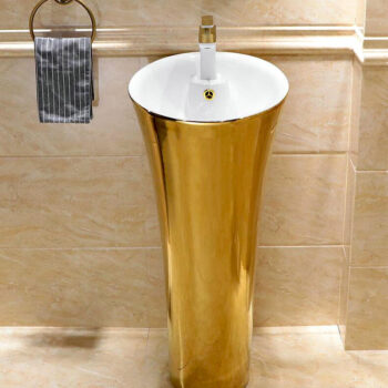 Plain gold pedestal basin