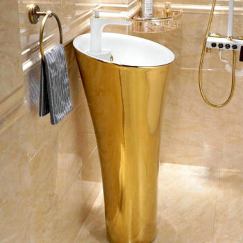 Plain gold pedestal basin