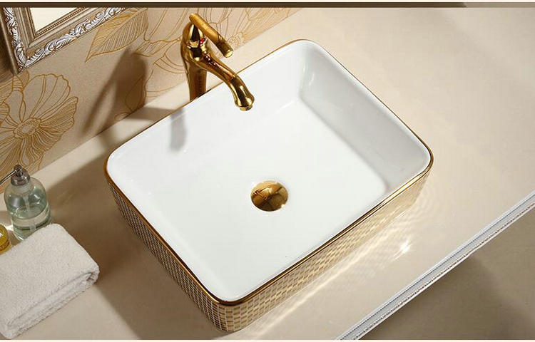 Rectangular Mosaic Gold Bathroom Basin Gold Bathroom Basins