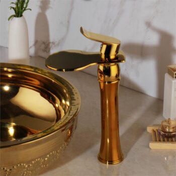 Modern Gold Bathroom Waterfall Faucet