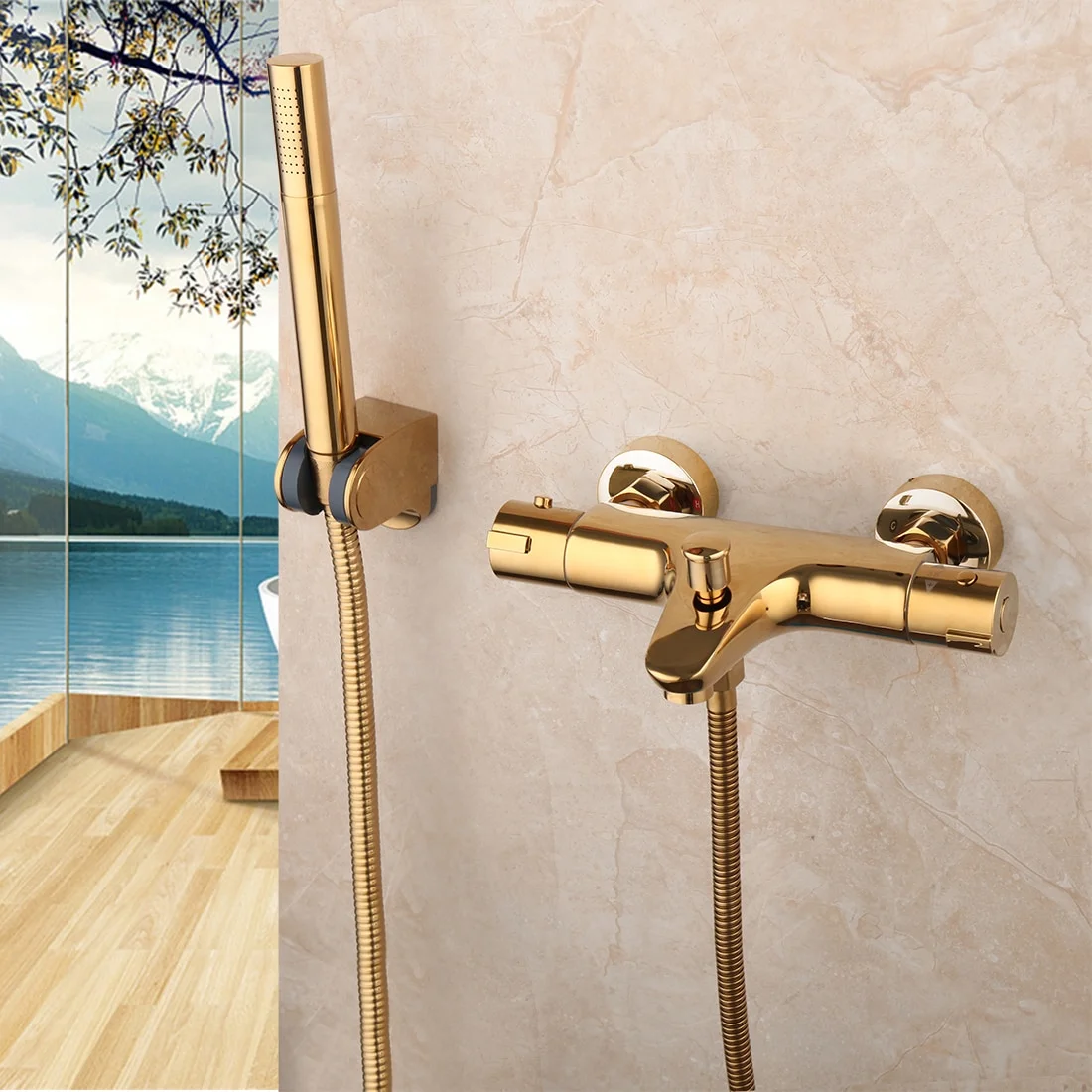 Simple Modern Gold Shower Set  -  Gold Shower Sets & Bathtub Faucets