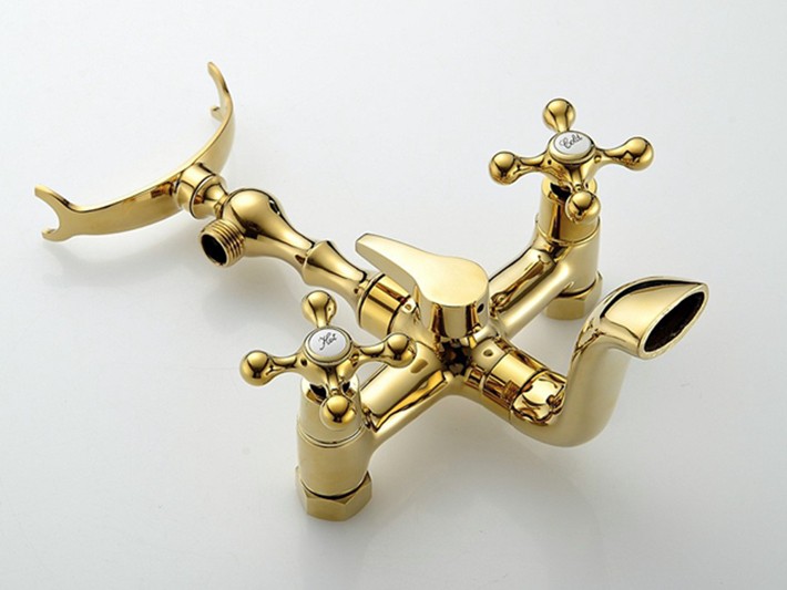 Retro Gold Bathtub Faucet & Shower Set Gold Shower Sets & Bathtub Faucets